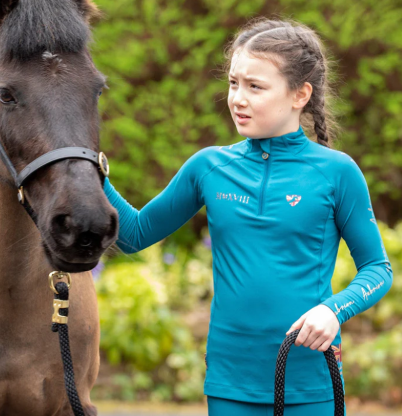 Aubrion Team Long Sleeve Base Layer Young Rider Teal